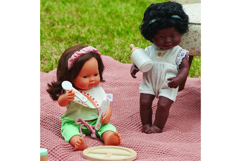 Miniland Baby Doll Caucasian Brunette Girl 38cm Kids Fun Pretend Play Toy 10m+