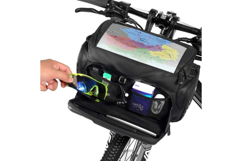 4L Rainproof Bike Handlebar Storage Bag with Touch Screen Strap Use for MTB