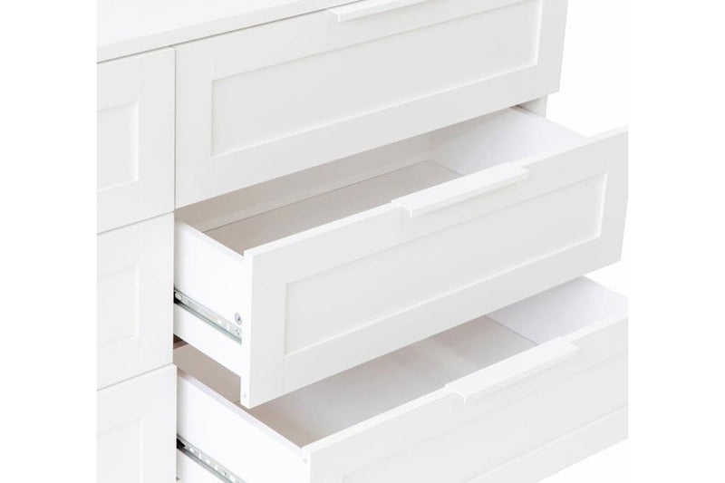 Fraser Country Aurora Low Boy 6 drawer Chest Dresser - White