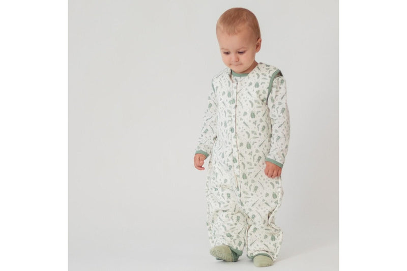 Woolbabe: Duvet Merino/Organic Cotton Sleeping Suit - Sage Bugs (2 Years)