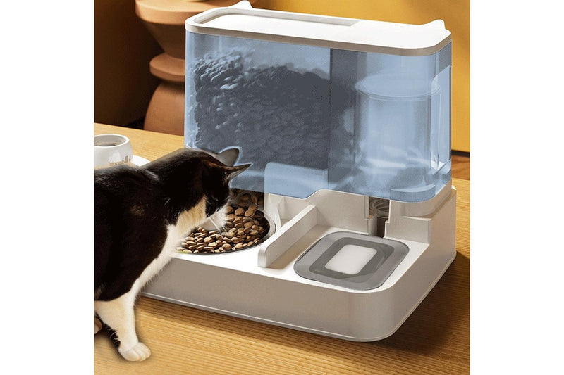 2-in-1 Pet Automatic Feeder Food Water Dispenser Pets Auto Feeder Blue