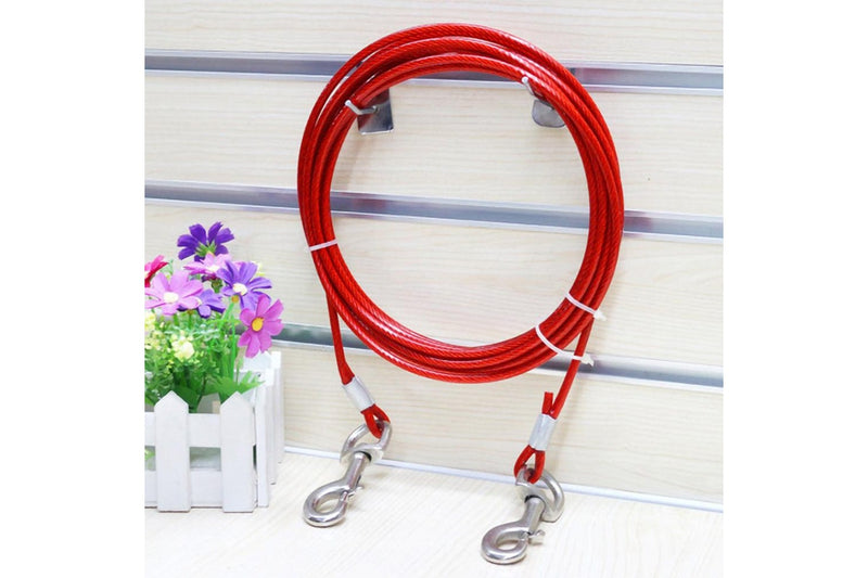 5M Dog Tie Out Cable Leash Lead Tangle Free Outdoor Yard Walking Running - Blue