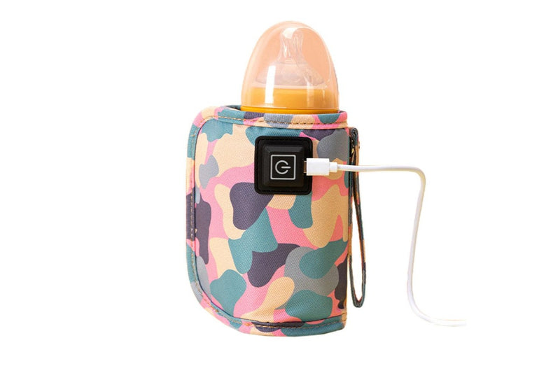 Travel USB Bottle Warmer Bag Milk Heat Keeper Bag Camo Pink