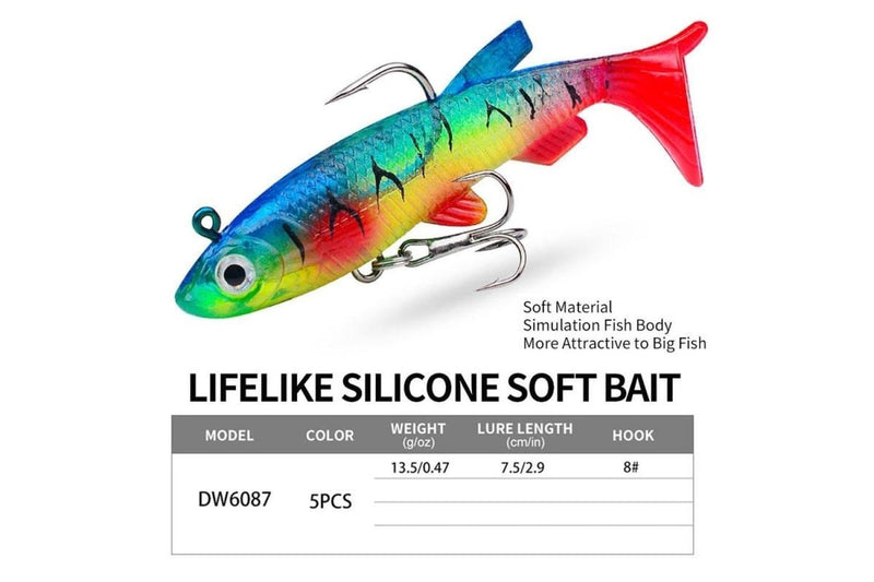 Realistic 7.5cm/13.5g t Tail Soft Lure For Sea Bass Fishing