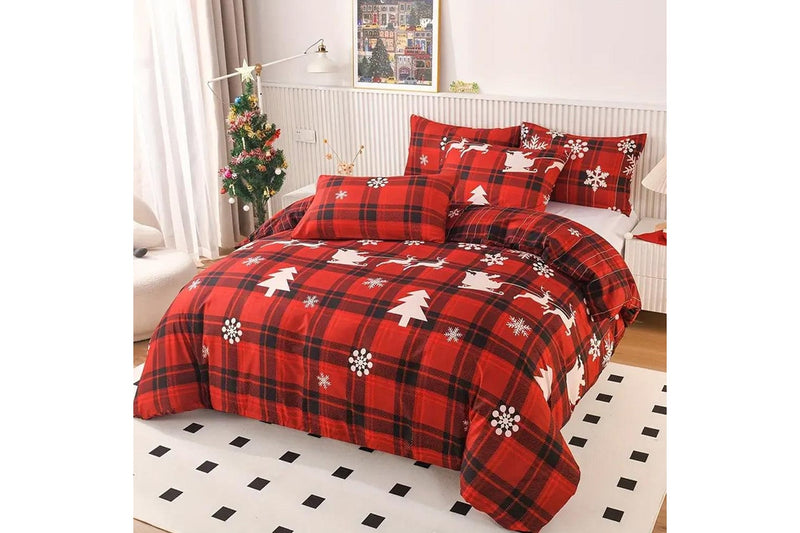 Christmas Bedding Set Quilt Cover Pillowcases Set Xmas Printed Bedding Christmas Decor Style 2