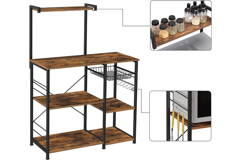 Vasagle Baker's Rack with Shelves - Rustic Brown