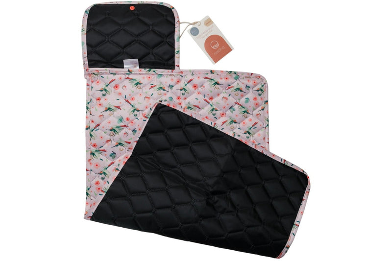 Nestling: Waterproof Quilted Change Mat - Pink Hummingbird