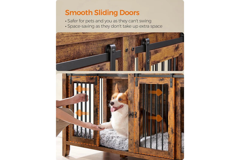 Feandrea Double Sliding Door X-Large Dog Crate with Removable Divider