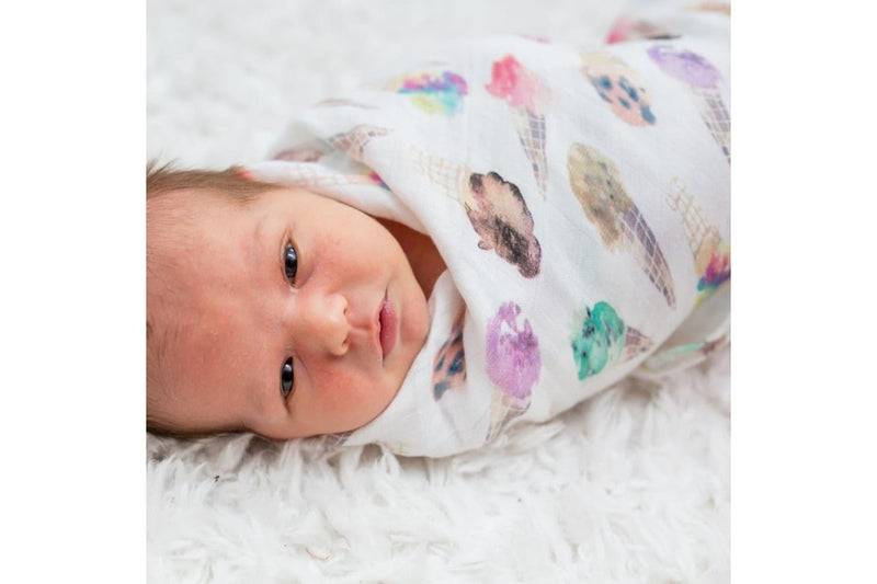 Lulujo: Muslin Bamboo Swaddle - Ice Cream