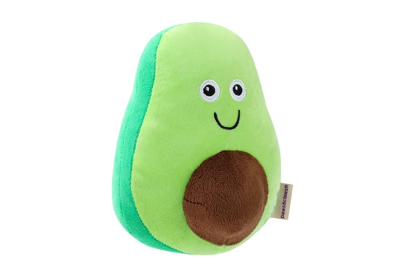 3x Paws & Claws 18cm Veggie Plush Avocado Dog Toy Interactive Fun w Squeaker GRN