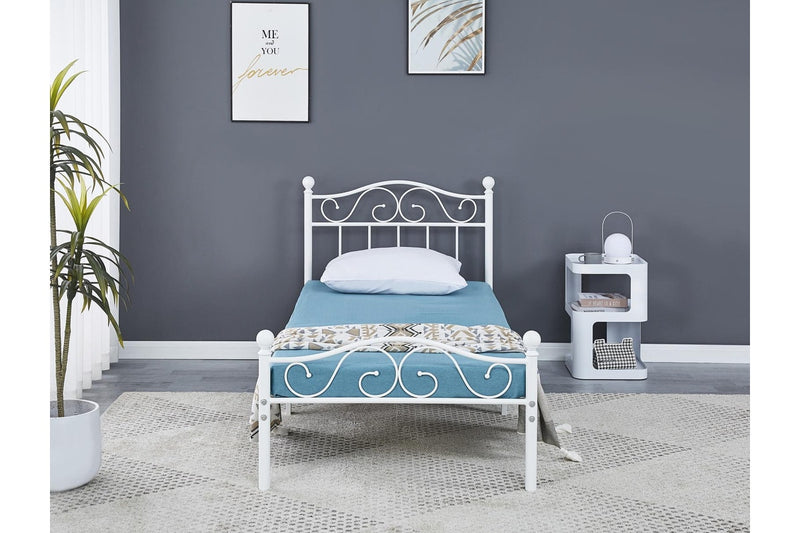 Fraser Country Single Metal Bed Frame - White