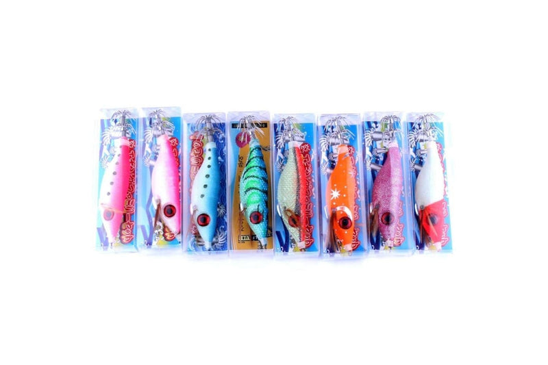 8 In 1 10cm Noctilucent Hard Baits Squid Fishing Lures Set