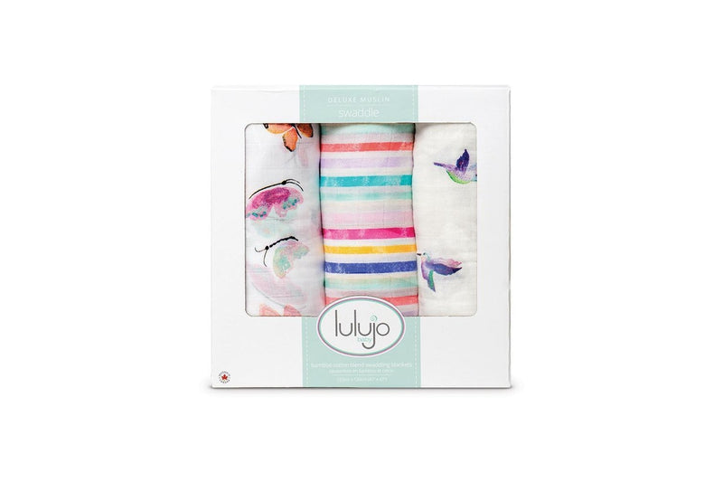Lulujo: Muslin Bamboo Swaddle - Garden Friends (3 Pack)