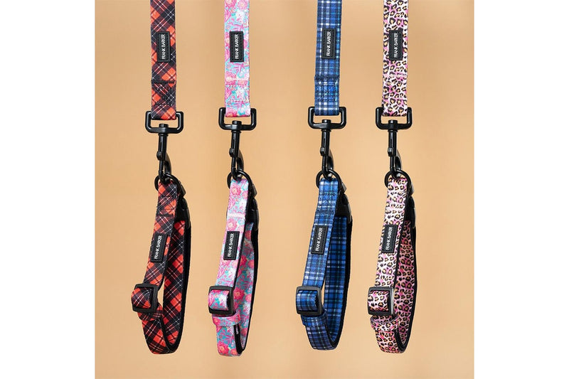 Frank Barker Adjustable 33-55cm Plaid Pet Dog Collar Neck Strap M w Clasp Blue