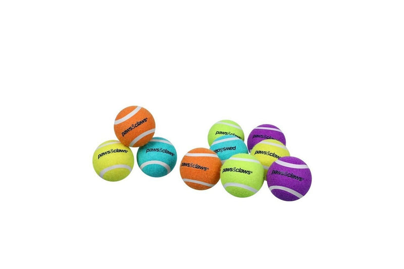 24PK Paws & Claws Pet Dog Toy 6cm Tennis Balls 2-Tone Solid Interactive Assort