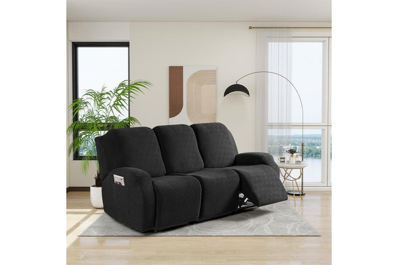 COMFEYA 3 Seater Recliner Covers for Recliner Chair - Black