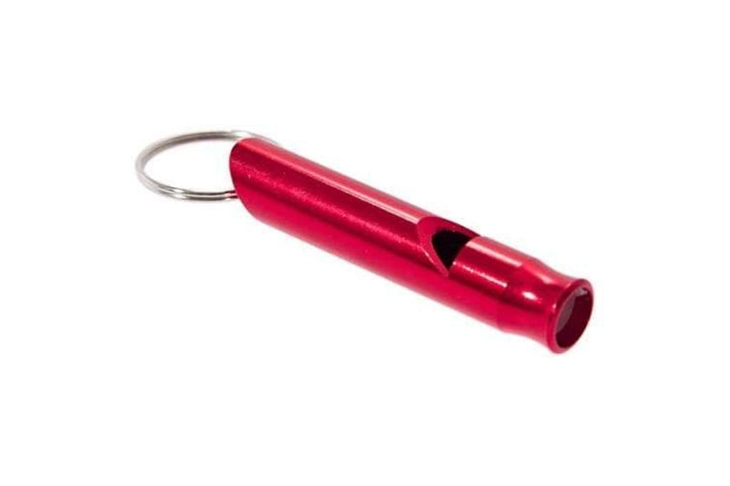 Camp Safety Equipment Durable Aluminium Alloy Long Whistle With Metal Ring For Camping Hiking Outdoor Survival Red - Red - Set Of 1