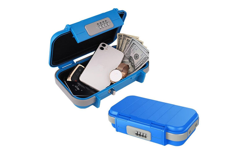 Portable Safe Box Combination Code Security Case LockBox with Removable Chain Blue