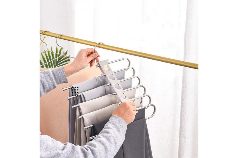 Multiple Layers Magic Pants Hangers Scarf Hangers Towel Rack Closet Hanger Organizer-6 Rods