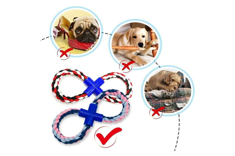 Strong Non-toxic Natural Cotton 8 Shaped Dog Rope Chew Toys Play Game Training And Massage Gums