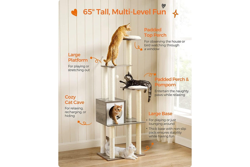 VASAGLE Feandrea WoodyWonders Cat Tree - Greige