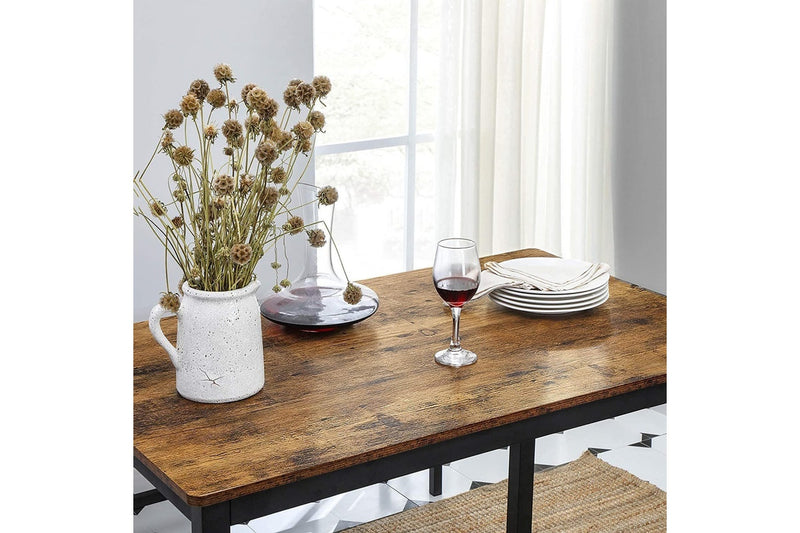 Vasagle : Dining Table with 2 Benches - Rustic Brown