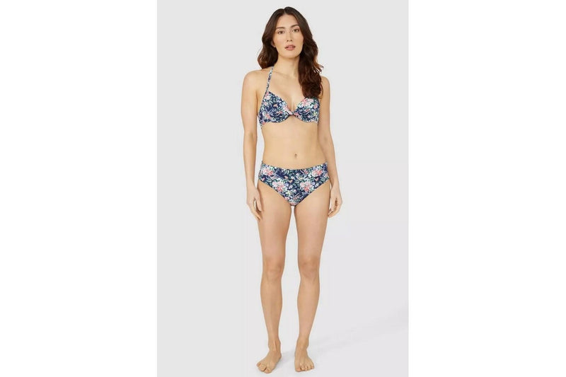 Debenhams Womens/Ladies Floral Underwired Bikini Top (Navy) (32B)