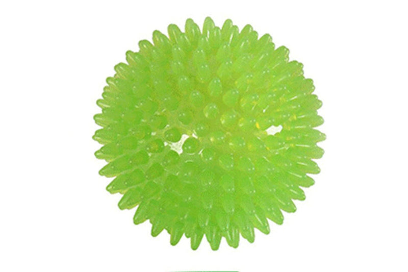 Set of 2 Pcs Pet Dog Squeaky Toys Spiky Dog Balls Cleaning Teeth Chewing Toys -Blue and Green