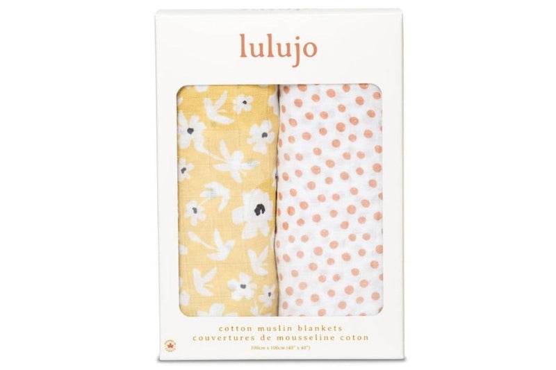 Lulujo: Cotton Swaddles - Wildflowers & Dots (2 Pack)