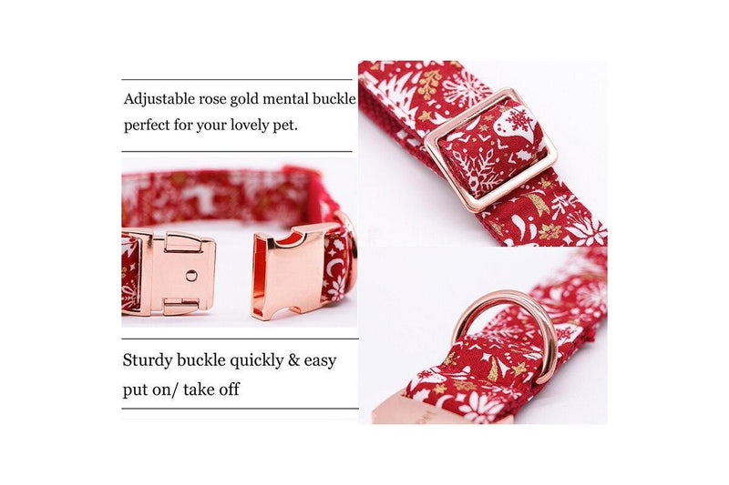 Red Christmas Dog Collar With Bow Tie - Xs