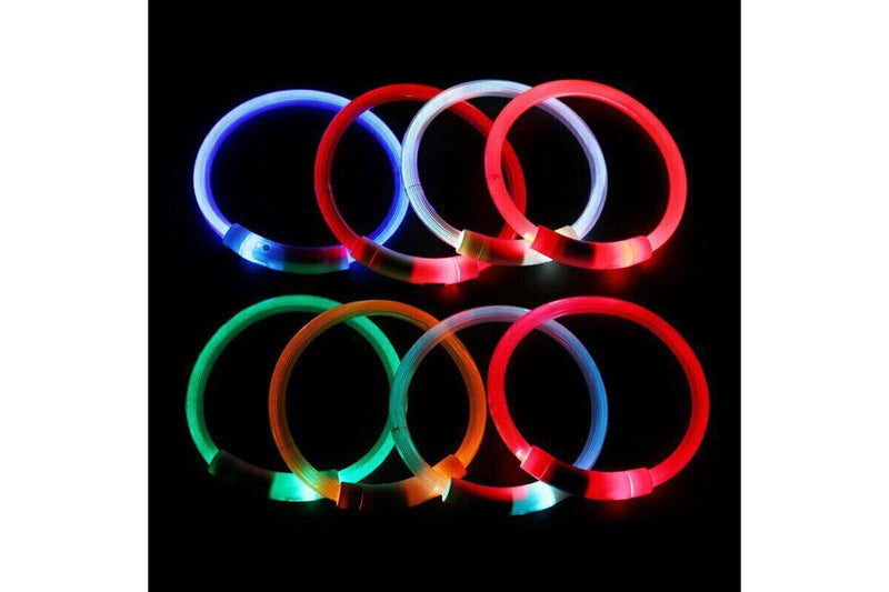 Rechargeable Night Led Dog Collar Usb Glow Flashing Light Up Pet Collars Safety-Blue-Diameter Length-35Cm - One Size