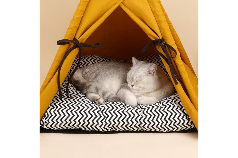 Portable Pet Tent House Bed - Yellow