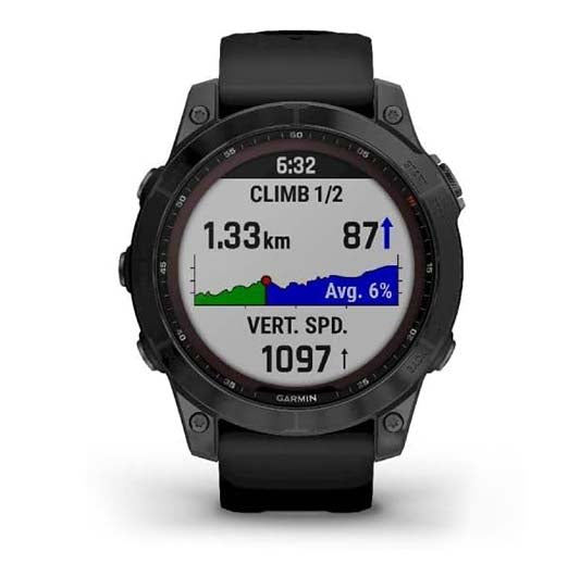 Garmin Fenix 7 Sapphire Solar, Adventure smartwatch, Solar Charging Capabilities, Rugged Outdoor GPS Watch, Touchscreen, Health and Wellness Features, Black DLC Titanium with Black Band