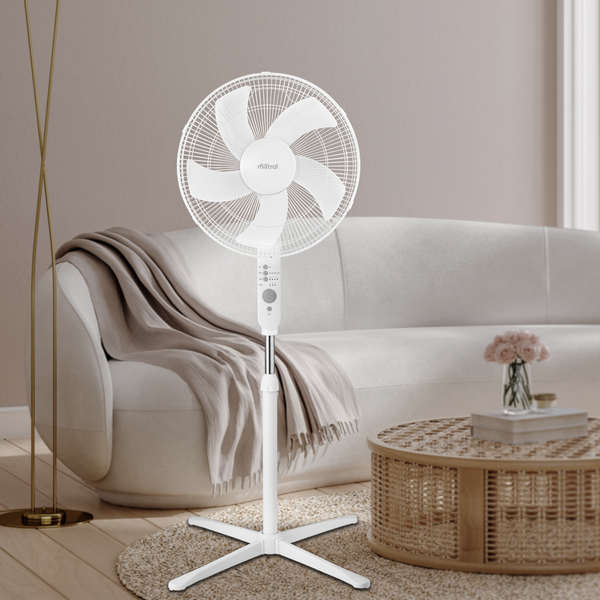 Mistral 40cm White Pedestal Fan With Remote