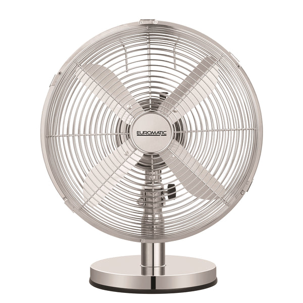 Euromatic 30cm Chrome Metal Desk Fan