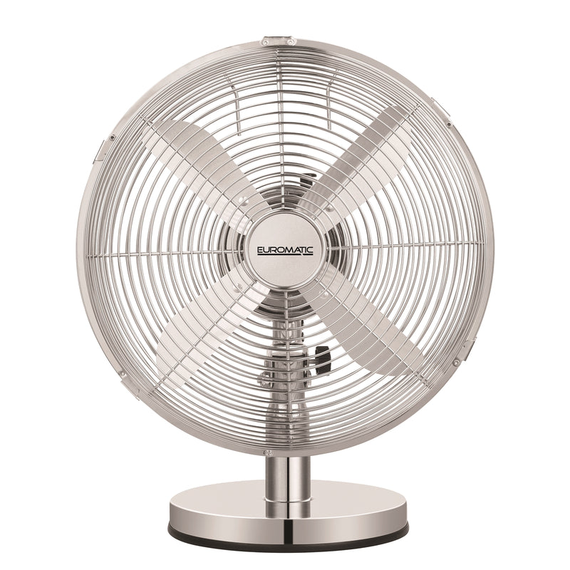 Euromatic 30cm Chrome Metal Desk Fan