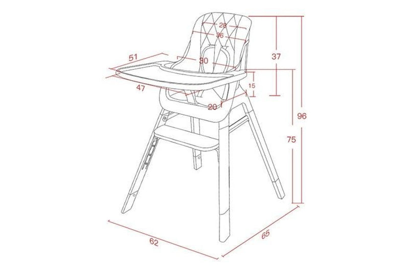 Moose Baby: Ted High Chair - Grey