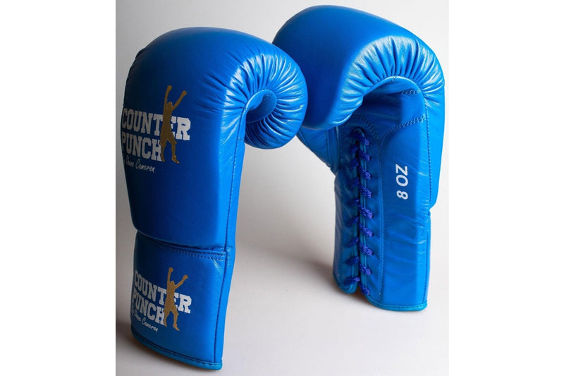 Counterpunch Premium Leather Pro Lace-Up Gloves - Blue - 8oz