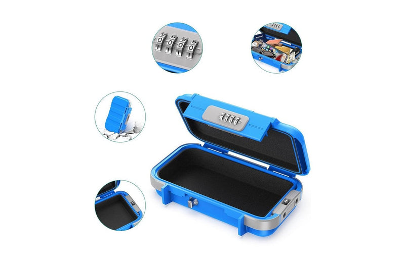 Portable Safe Box Combination Code Security Case LockBox with Removable Chain Blue