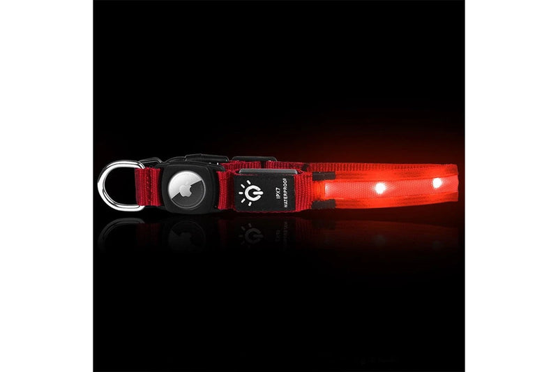 Luminous LED Pet Dog Collar Light-up USB Rechargeable Dog Collar Red