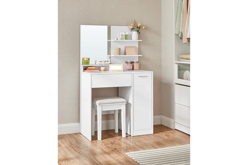 VASAGLE Dressing Table With Mirror - White