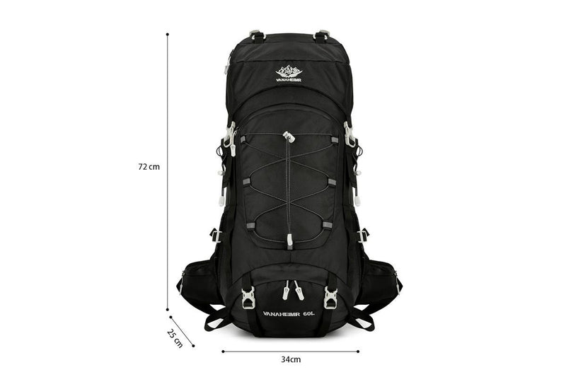 60L Camping Backpack - Black