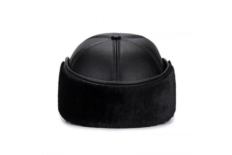 Men's Fall Winter Pu Ear Protective Warm Hat Elderly Outdoor Leisure Baseball Cap Black - Standard - Set Of 1