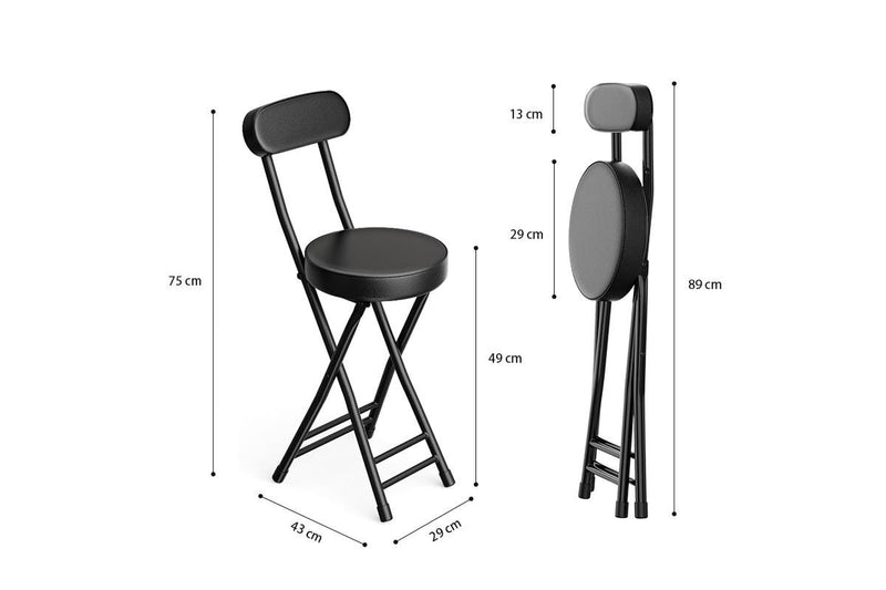 Folding Bar Stool - Black