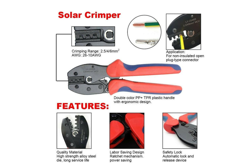 Solar Crimper MC4 PV Crimping Pliers Cable Terminals Tool Panel Cable Connector