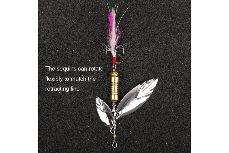 5 Piece Rotating Luya Sequin Feather Bait Copper Pendant 10g