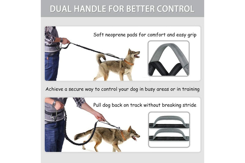 Hands-Free Runner Dog Leash & Bag - Medium/Large Dogs (Light Grey)