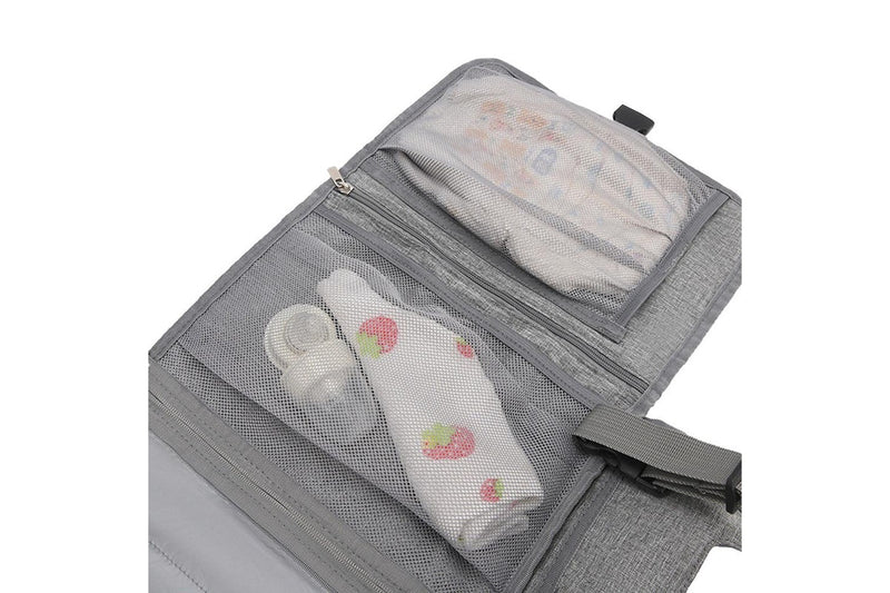 Portable Diaper Changing Pad with Shoulder Strap Water-resistant Diaper Changing Bag Grey