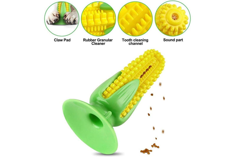 Durable Rubber Squeaker Corn Shaped Dog Chew Toy Teething Stick Calm Anxiety