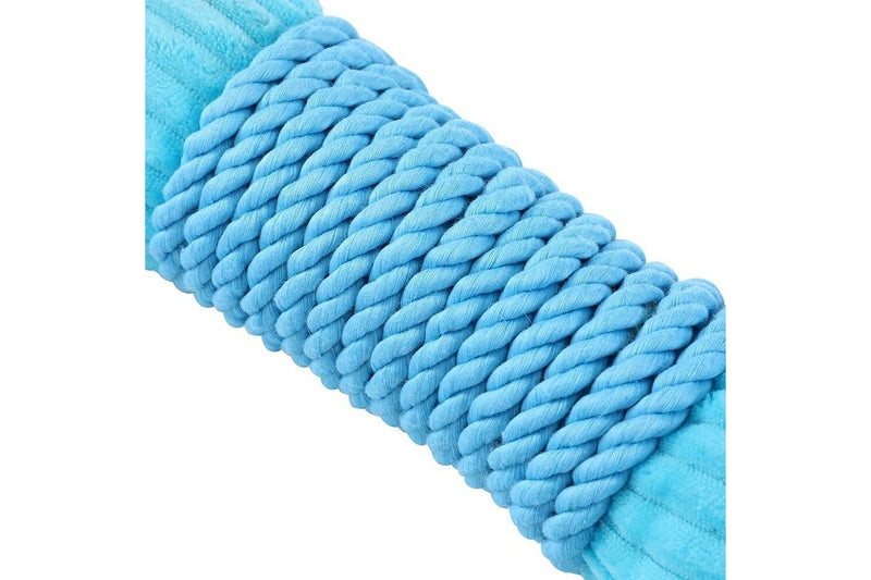 2x Paws & Claws 30x14cm Roped-Up Plush Bone Squeaker Pet Dog Fun Play Toy Aqua